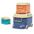 Keezi 3PCS Toy Storage Box Cute Car Toy Container Kids Toys Organiser Snack Boxes.