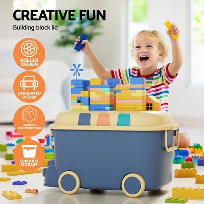 Keezi 3PCS Toy Storage Box Cute Car Toy Container Kids Toys Organiser Snack Boxes.