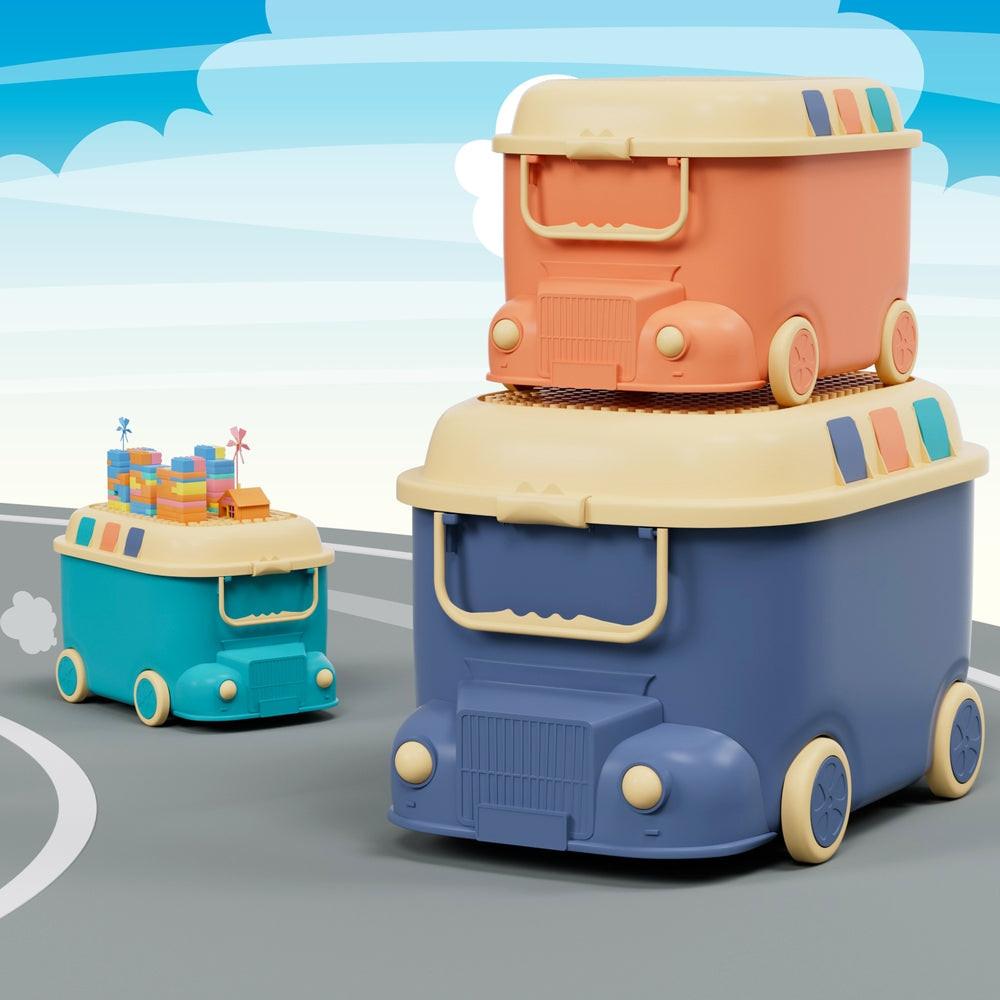 Keezi 3PCS Toy Storage Box Cute Car Toy Container Kids Toys Organiser Snack Boxes.