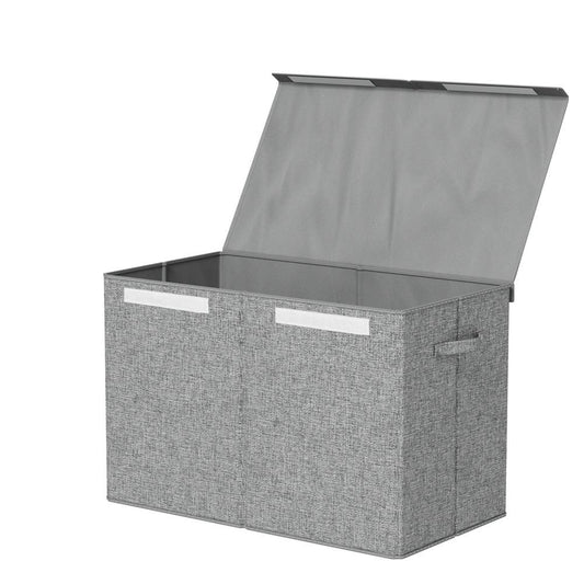Keezi Large Toy Box Chest Storage with Flip-Top Lid Foldable Organizer Bins Grey.