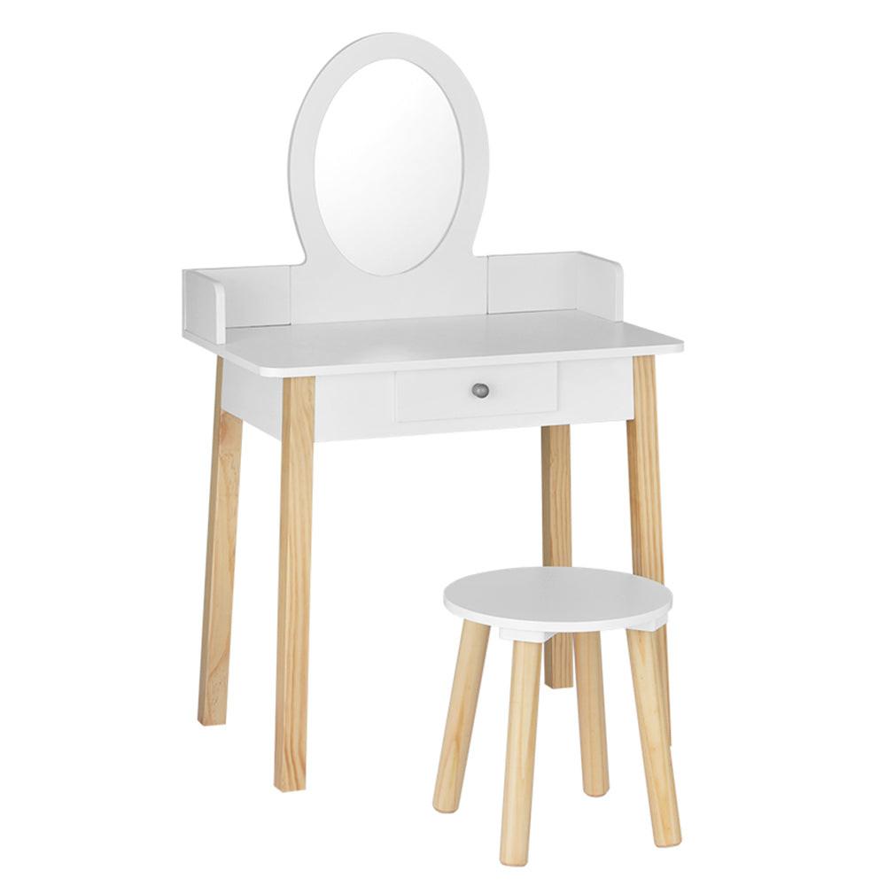 Keezi Kids Dressing Table Chair Set Wooden Leg Vanity Makeup Drawer Mirror.