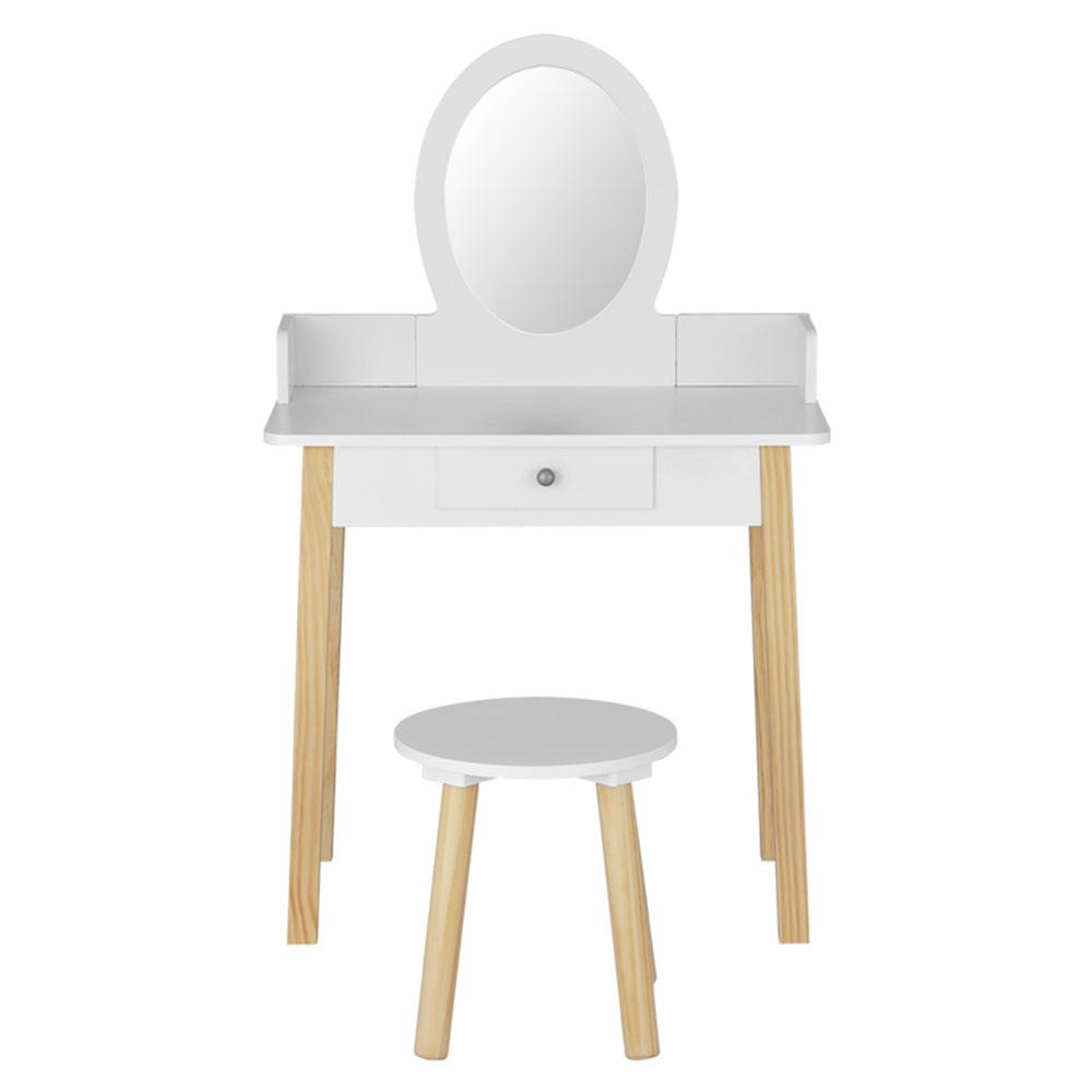 Keezi Kids Dressing Table Chair Set Wooden Leg Vanity Makeup Drawer Mirror.