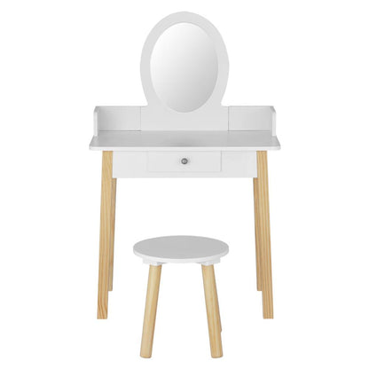 Keezi Kids Dressing Table Chair Set Wooden Leg Vanity Makeup Drawer Mirror.
