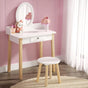 Keezi Kids Dressing Table Chair Set Wooden Leg Vanity Makeup Drawer Mirror.