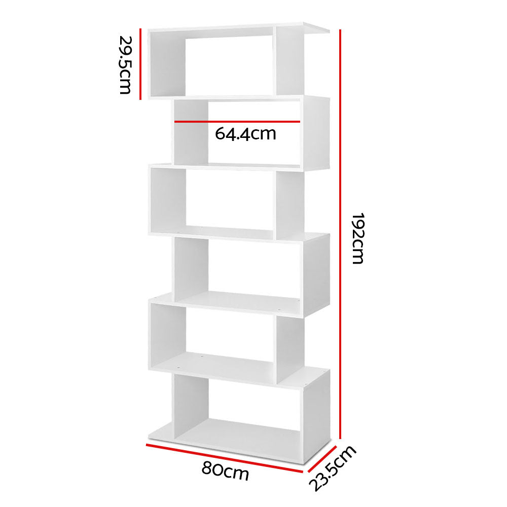 Artiss Bookshelf 6 Tiers - RIVA White.
