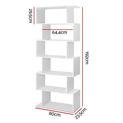 Artiss Bookshelf 6 Tiers - RIVA White.