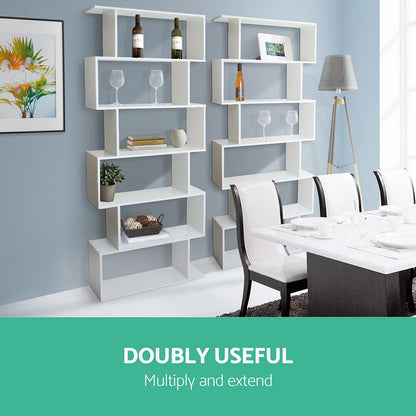 Artiss Bookshelf 6 Tiers - RIVA White.