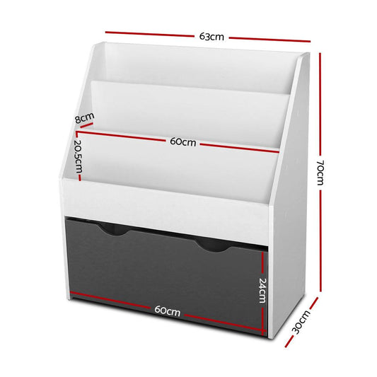 Keezi 3 Tiers Kids Bookshelf Magazine Rack Children Bookcase Organiser Storage.