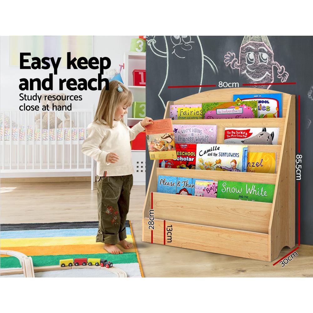 Keezi 5 Tiers Kids Bookshelf Magazine Shelf Organiser Bookcase Display Rack.