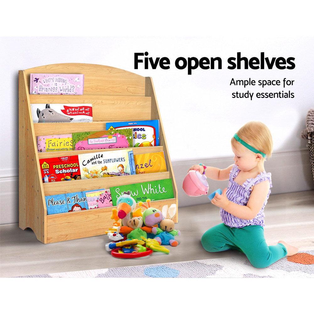 Keezi 5 Tiers Kids Bookshelf Magazine Shelf Organiser Bookcase Display Rack.