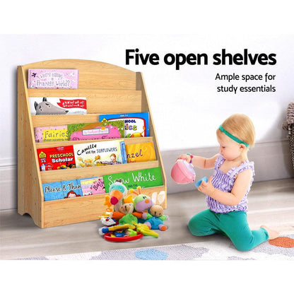 Keezi 5 Tiers Kids Bookshelf Magazine Shelf Organiser Bookcase Display Rack.