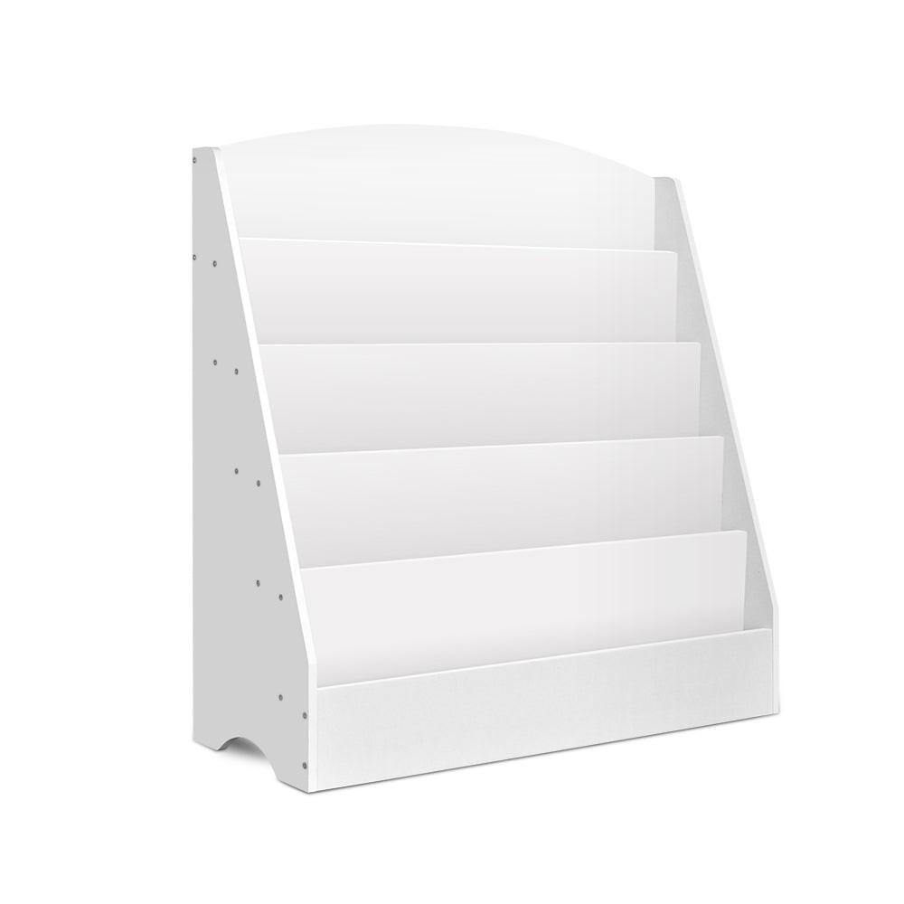 Keezi 5 Tiers Kids Bookshelf Magazine Shelf Organiser Bookcase Display Rack White.