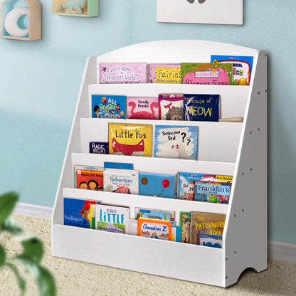 Keezi 5 Tiers Kids Bookshelf Magazine Shelf Organiser Bookcase Display Rack White.