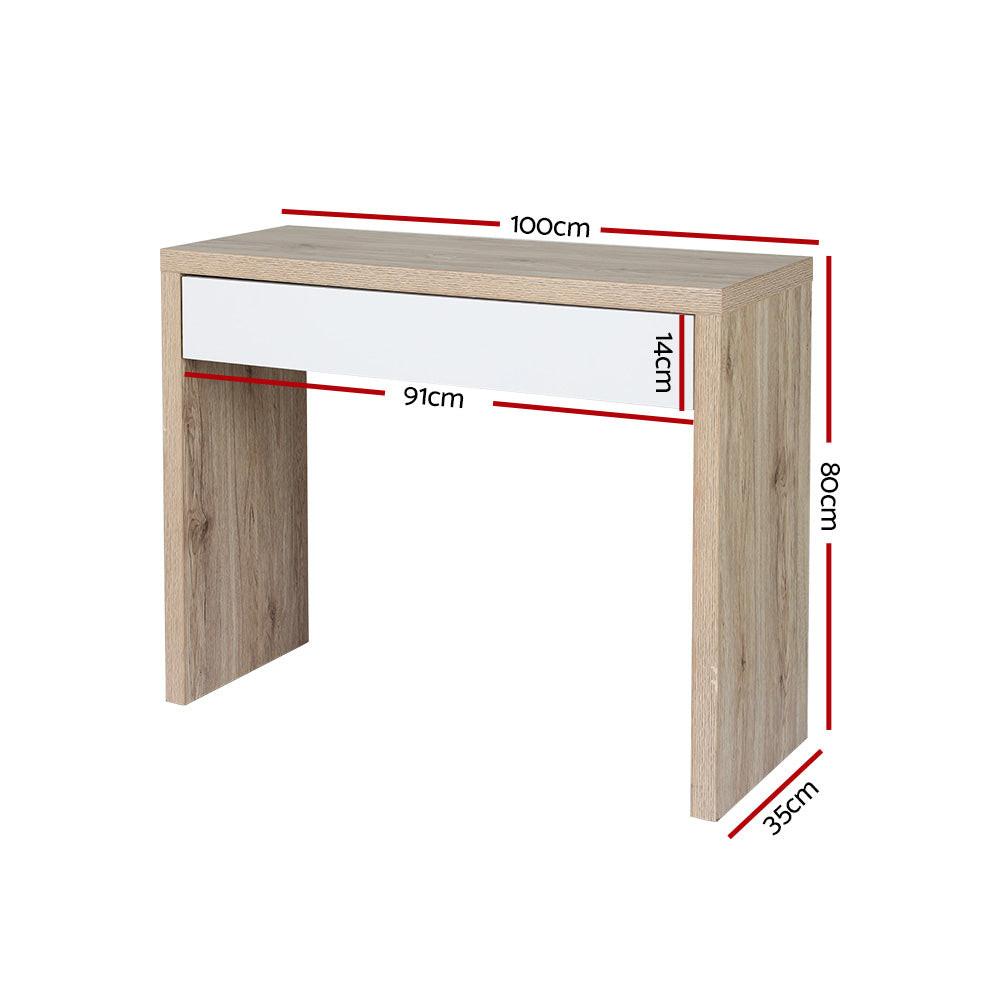 Artiss Console Table Storage Drawer Jory White Pine.