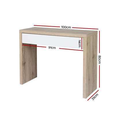 Artiss Console Table Storage Drawer Jory White Pine.