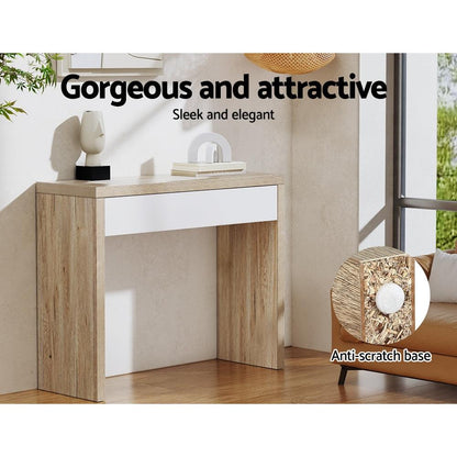 Artiss Console Table Storage Drawer Jory White Pine.