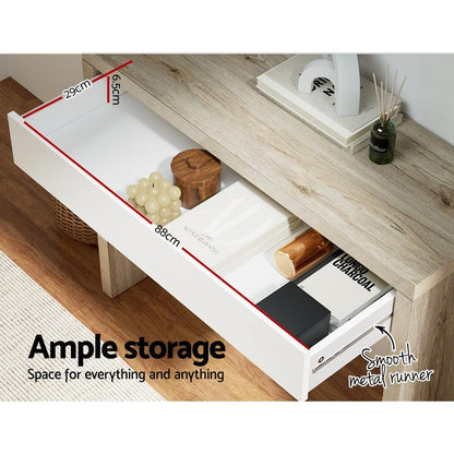 Artiss Console Table Storage Drawer Jory White Pine.