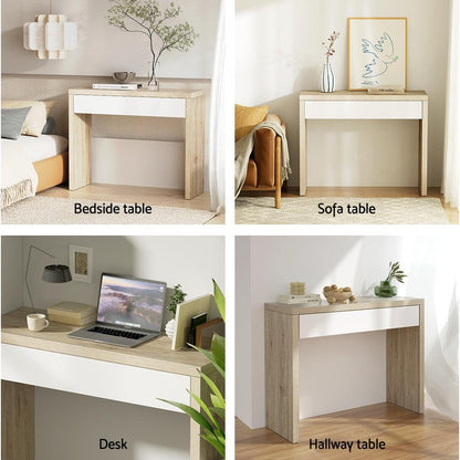 Artiss Console Table Storage Drawer Jory White Pine.