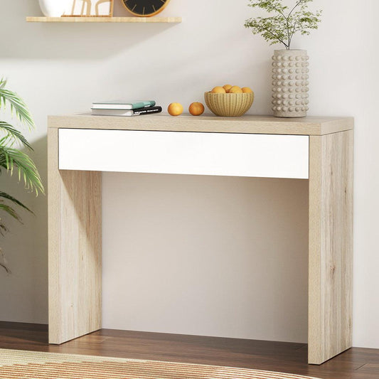 Artiss Console Table Storage Drawer Jory White Pine.