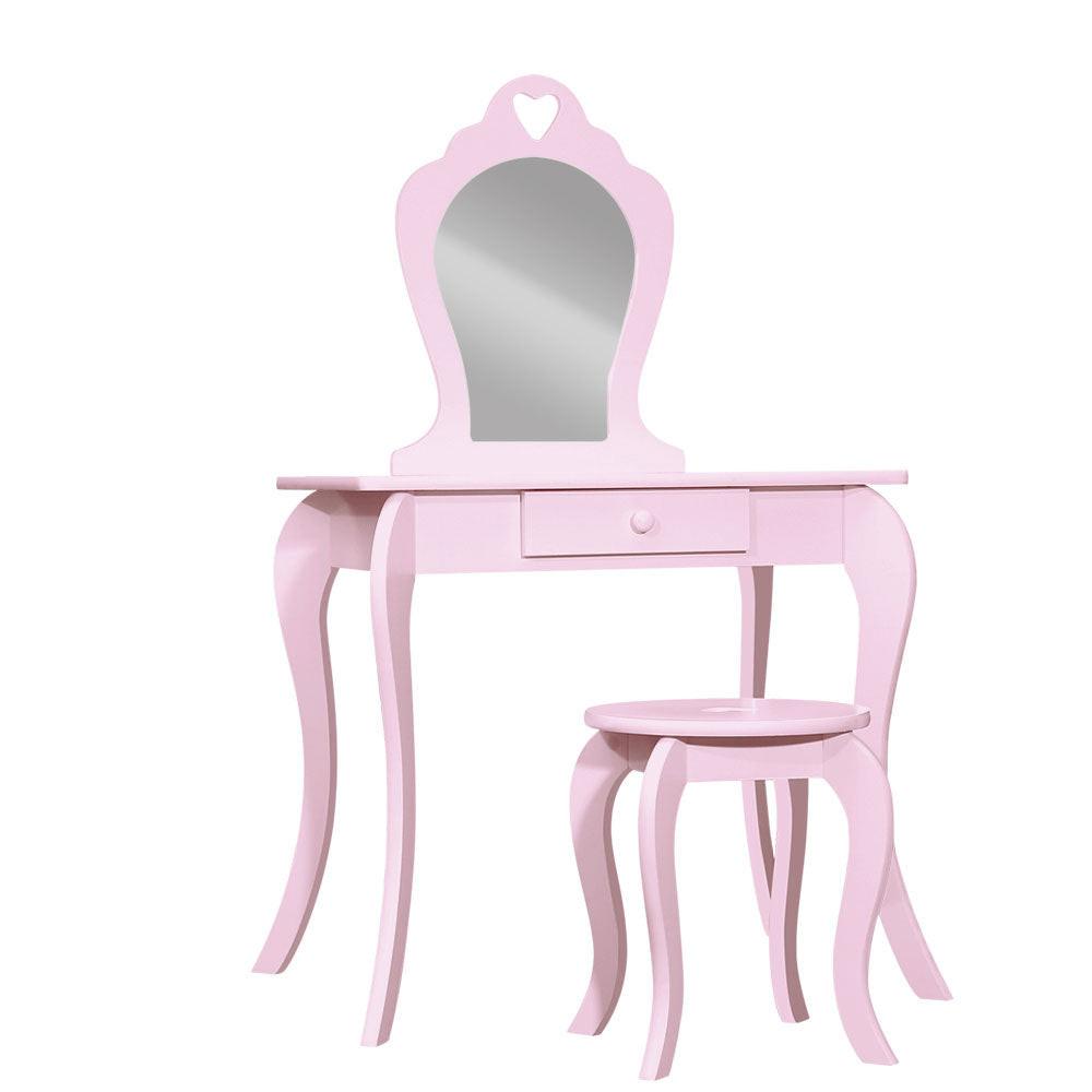 Keezi Kids Dressing Table Stool Set Vanity Mirror Princess Children Makeup Pink.