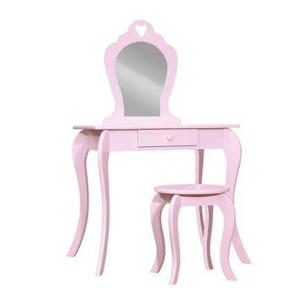 Keezi Kids Dressing Table Stool Set Vanity Mirror Princess Children Makeup Pink.