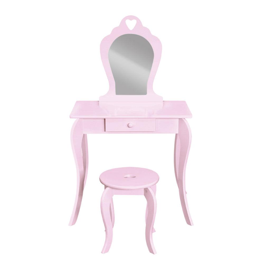 Keezi Kids Dressing Table Stool Set Vanity Mirror Princess Children Makeup Pink.