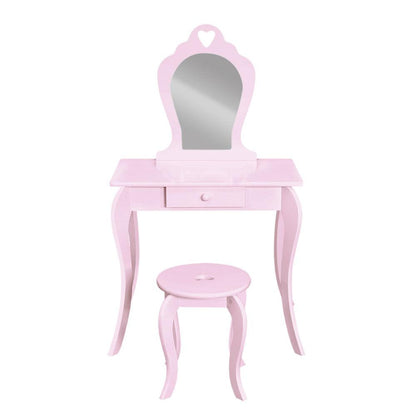 Keezi Kids Dressing Table Stool Set Vanity Mirror Princess Children Makeup Pink.