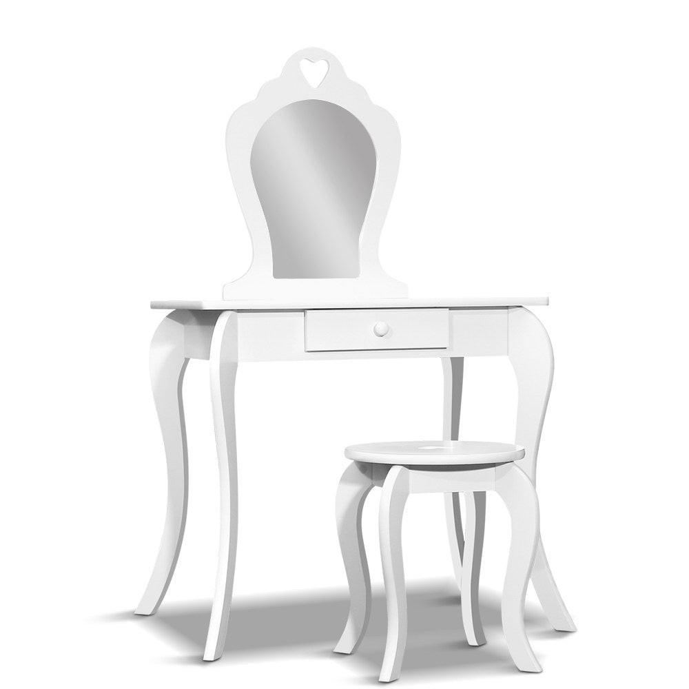 Keezi Kids Dressing Table Stool Set Vanity Mirror Princess Children Makeup White.