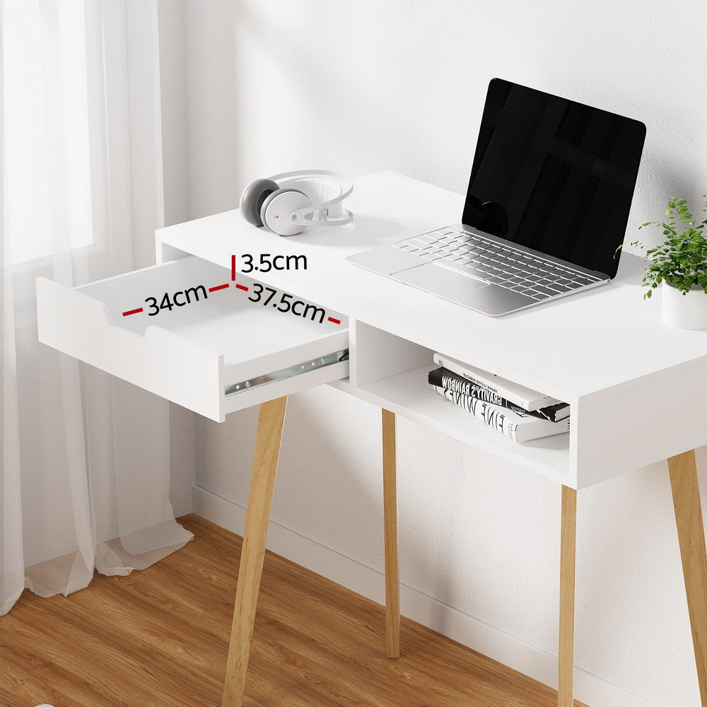 Artiss Computer Desk Drawer Cabinet Shelf White 90CM.
