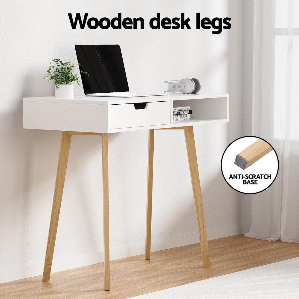 Artiss Computer Desk Drawer Cabinet Shelf White 90CM.