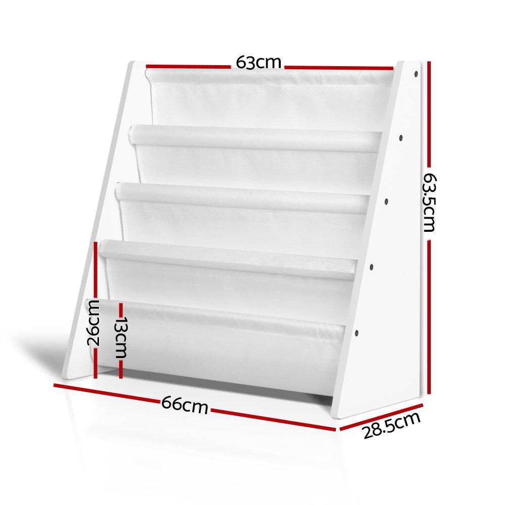 Keezi 4 Tiers Kids Bookshelf Magazine Shelf Children Bookcase Rack Organiser.