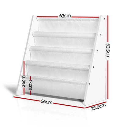 Keezi 4 Tiers Kids Bookshelf Magazine Shelf Children Bookcase Rack Organiser.
