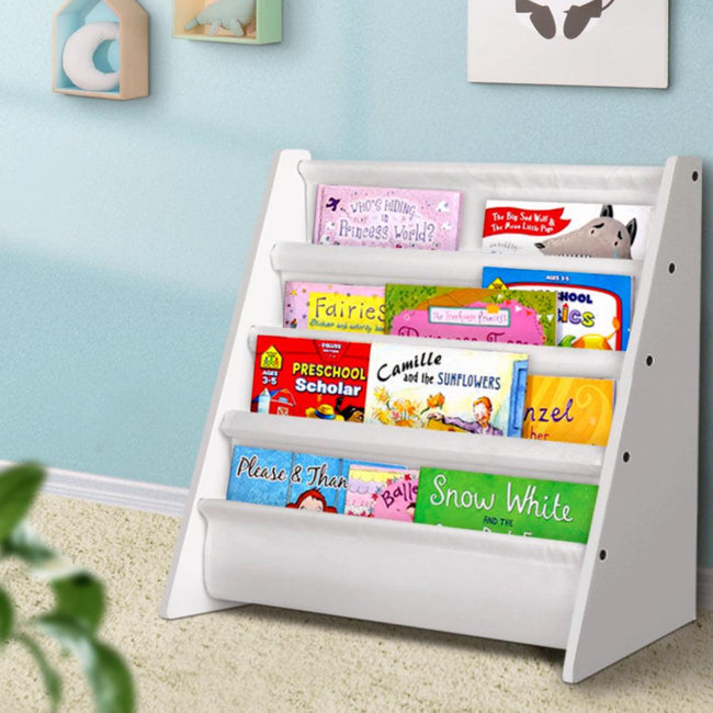 Keezi 4 Tiers Kids Bookshelf Magazine Shelf Children Bookcase Rack Organiser Hover Image