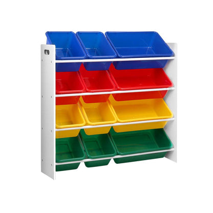 Keezi Kids Toy Box 12 Bins Bookshelf Organiser Children Storage Rack.