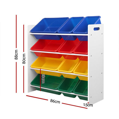 Keezi Kids Toy Box 12 Bins Bookshelf Organiser Children Storage Rack.