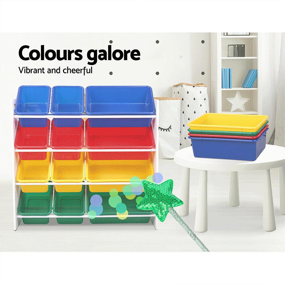 Keezi Kids Toy Box 12 Bins Bookshelf Organiser Children Storage Rack.