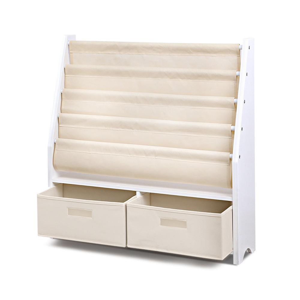 Keezi 4 Tiers Kids Bookshelf Magazine Rack Children Bookcase Organiser Drawer.