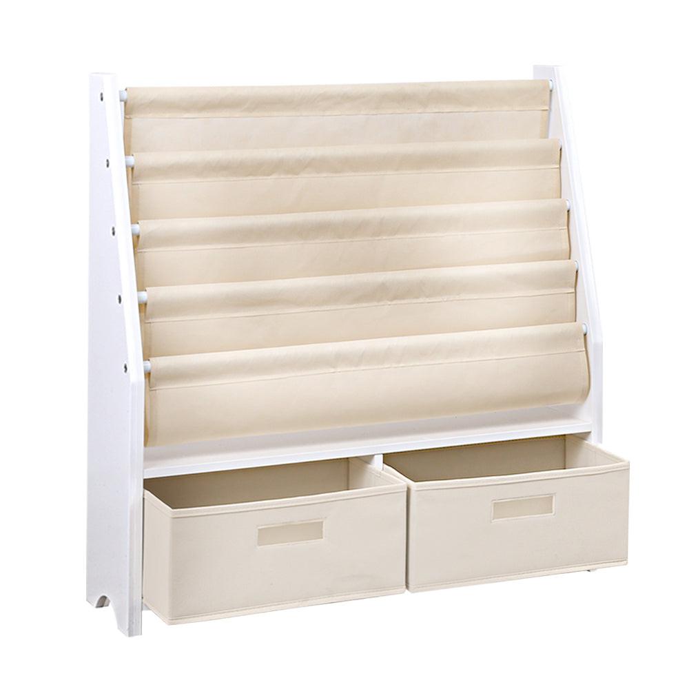 Keezi 4 Tiers Kids Bookshelf Magazine Rack Children Bookcase Organiser Drawer.