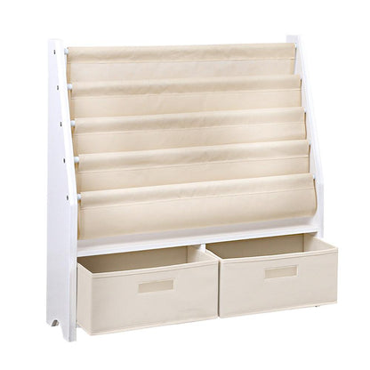 Keezi 4 Tiers Kids Bookshelf Magazine Rack Children Bookcase Organiser Drawer.