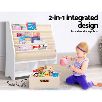 Keezi 4 Tiers Kids Bookshelf Magazine Rack Children Bookcase Organiser Drawer.