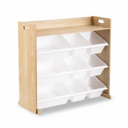 Keezi Kids Toy Box 9 Bins Bookshelf Organiser Display Shelf Storage Rack Wooden.
