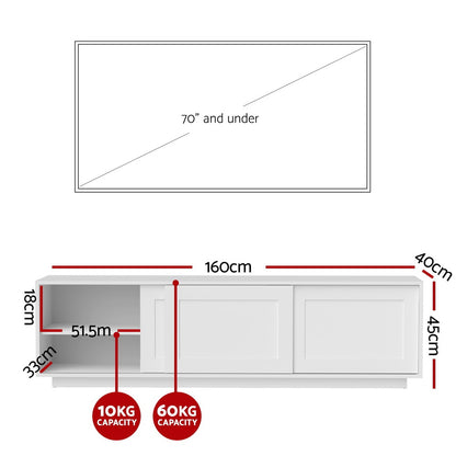 Artiss TV Unit Entertainment Unit Storage Cabinet 160cm White