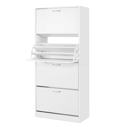 Artiss 2x Shoe Cabinet Storage Organiser 4 Flip Drawer White