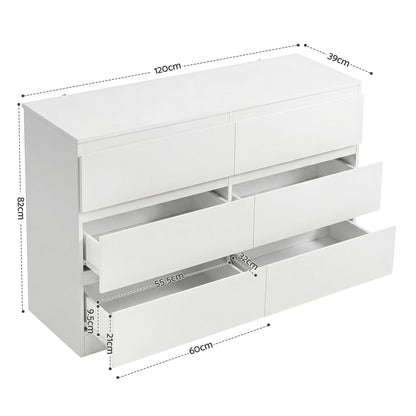Artiss 6 Chest of Drawers Lowboy White