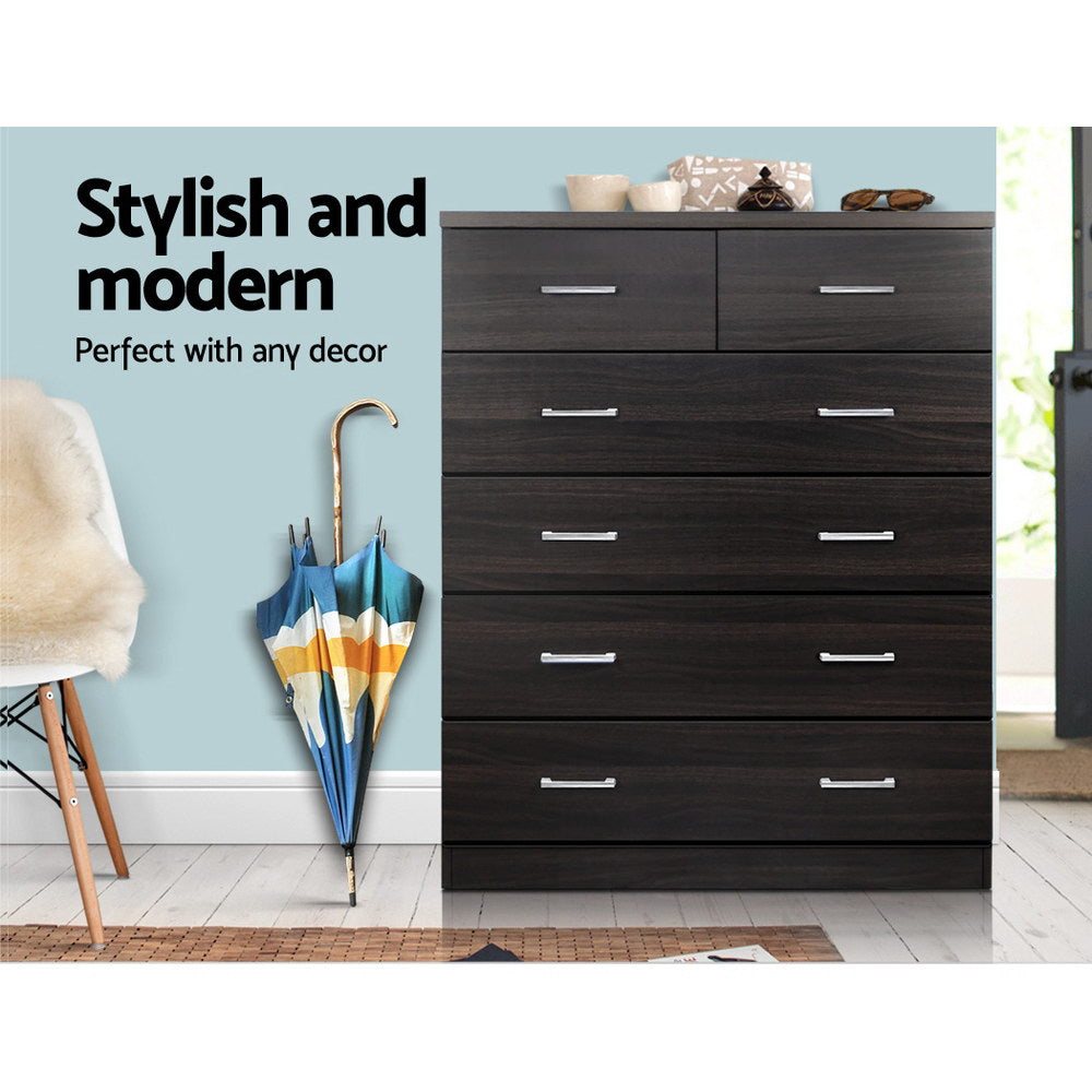 Artiss 6 Chest of Drawers - ANDES Walnut.
