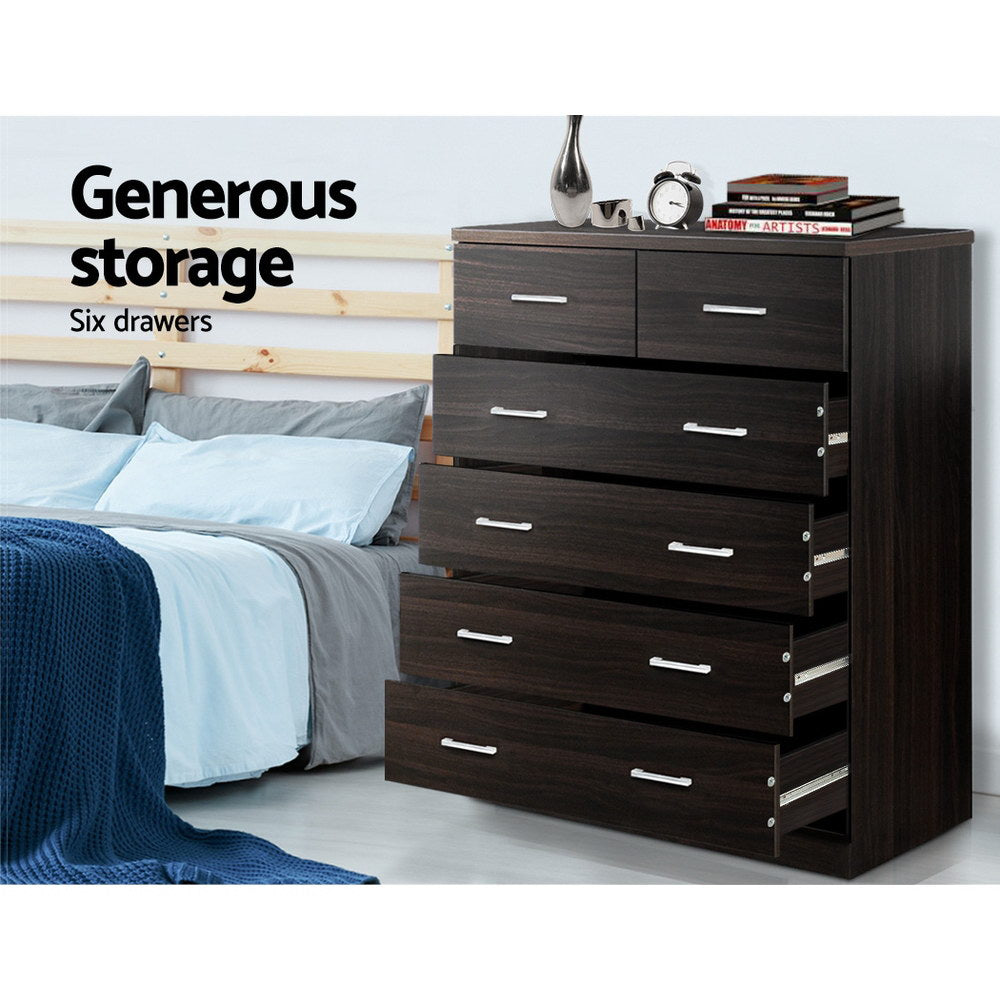 Artiss 6 Chest of Drawers - ANDES Walnut.