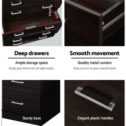 Artiss 6 Chest of Drawers - ANDES Walnut.