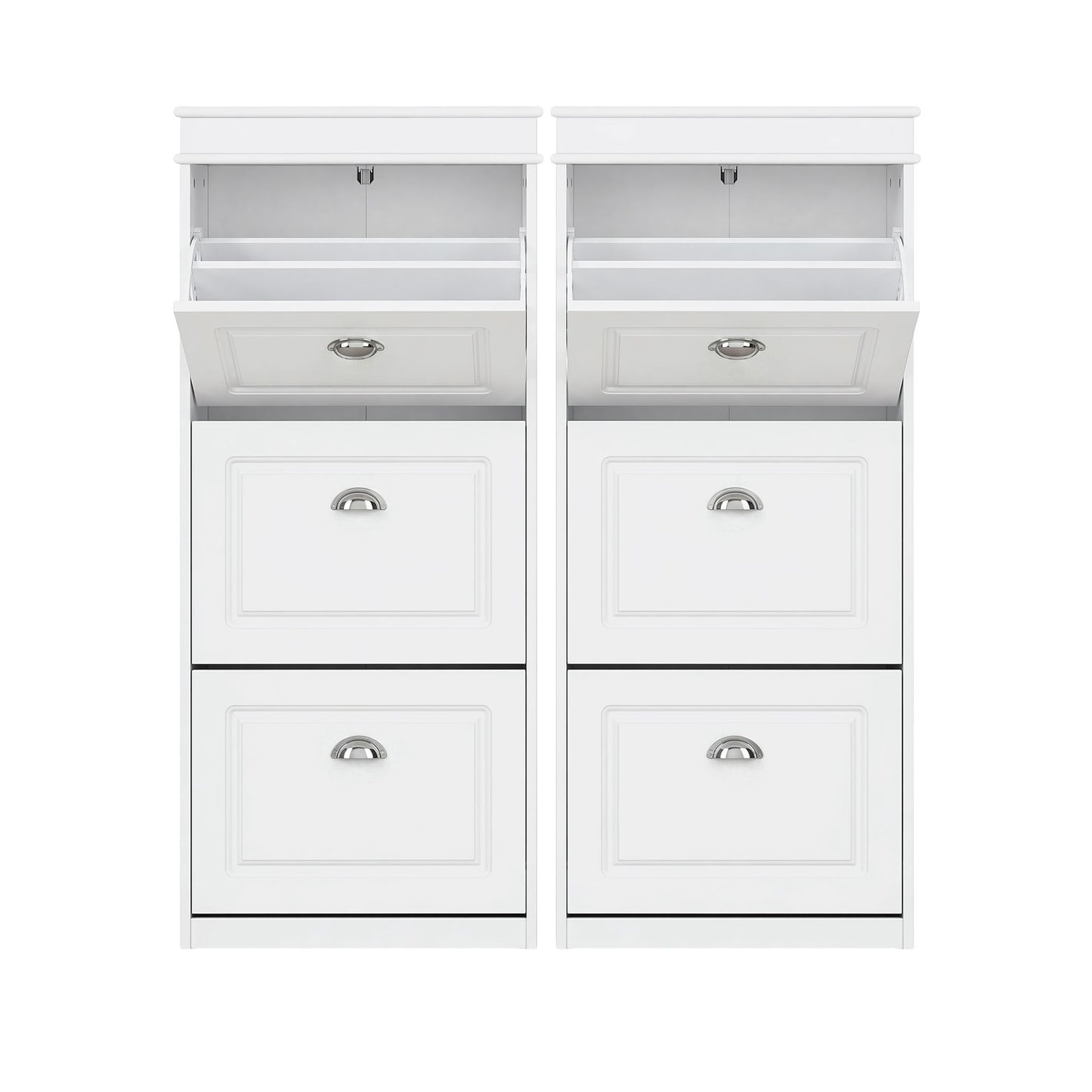 Artiss 2x Shoe Cabinet Storage Organiser 3 Flip Drawer White