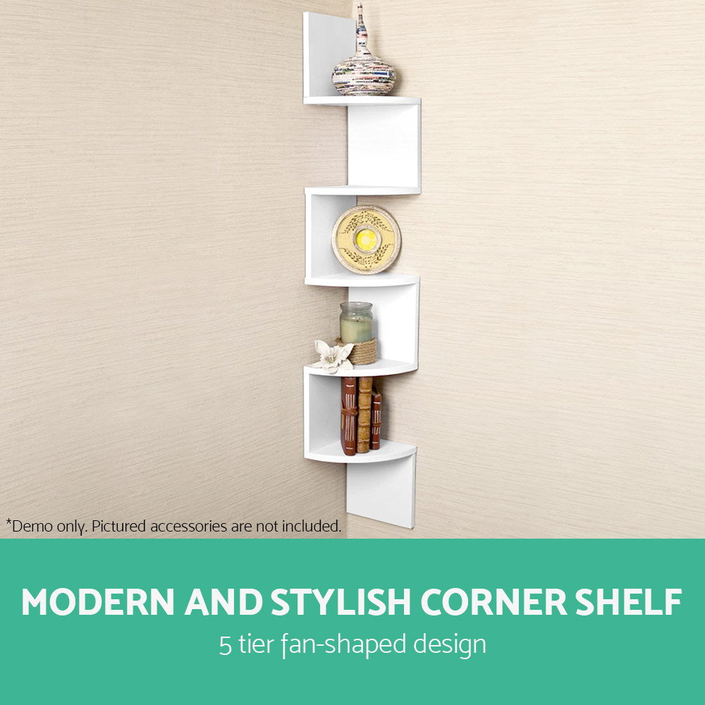 Artiss Wall Shelf Corner Floating 5-Tier White.