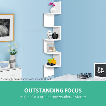 Artiss Wall Shelf Corner Floating 5-Tier White.
